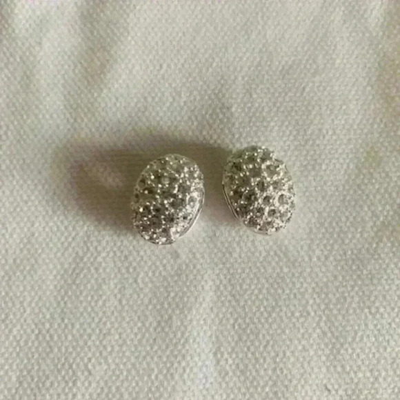 Vintage Givenchy Clip Earrings Silver Tone Metal Rhinestone - Picture 6 of 6